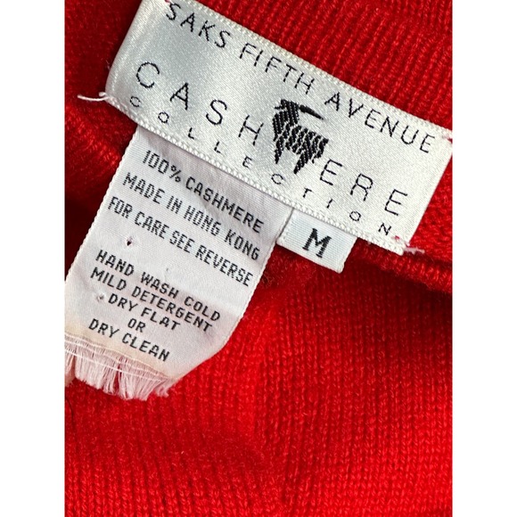 Elegant red 100% CASHMERE SAKS FITH AVENUE Women's sweater - Picture 4 of 4
